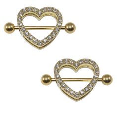 Pair Of Silver Ion Plated Genuine Playboy Bunny with Paved CZ Nipple Shield