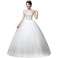 obqoo 2019 Gorgeous Sweetheart Beaded Lace Appliqued Ball Gown Wedding Dress Ivory Pure White