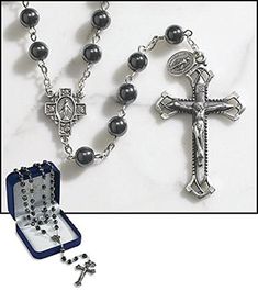O//L of Victory Center. Austrian Tin Cut Aurora Borealis Beads All Sterling Silver Rosary with Rose 6mm Swarovski