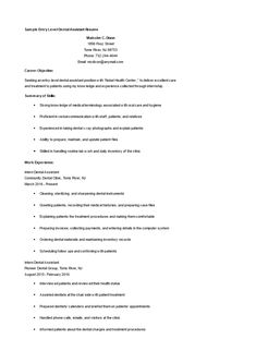 entry level dental assistant resume resume examples pinterest