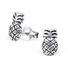 925 Sterling Silver Pineapple Stud Earrings 27472