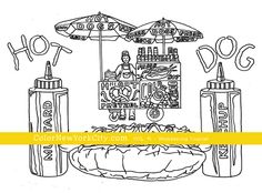 NYC Hot Dog Vendor From The Coloring Book Color New York City