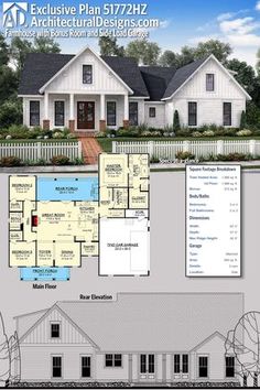 exclusive farmhouse with bonus room and side load garage plan 51772hz gives you just under 2000 - Farmhouse Plans 2000 Square Foot exclusive farmhouse with bonus room and side load garage plan 51772hz gives you just under 2000 - Farmhouse Plans 2000 Square Foot