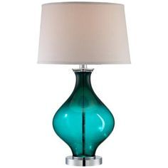 lamp works recycled glass cylindrical table lamp in blue farmhouse