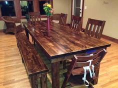 James 8 Farmhouse Table In Vintage Dark Walnut Stain Rustic Dining Room James 8 Farmhouse Table In Vintage Dark Walnut Stain Rustic Dining Room