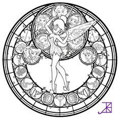 Free To Color Just Credit Me For The Design Colored Version Link Other Coloring Pages And Things Use Disney Fairies Stained Glass