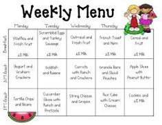 daycare menu template word