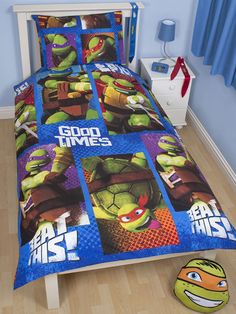 Character World 135 x 200 cm Teenage Mutant Ninja Turtles Dudes Single Panel Duvet Set Multi-Color