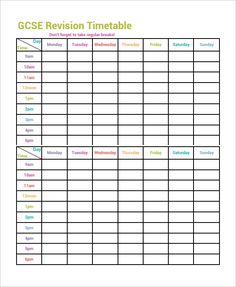 revision timetable blank revision timetable blank test revision blank study timetable