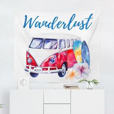 Hippie Decor Tapestry Mini Van Ornaments Print Wall Hanging Decor 80Wx60L Inches
