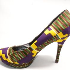 Escarpins urban chic baoulé Escarpins à talons hauts style ethnique tendance tribale en tissu africain wax