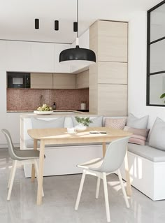 E-design project: Small kitchen design by Eleni Psyllaki of My Paradissi. Dining Room, Modern Dining Room, Interior Design Dining Room, Dining Room Interiors, Modern Dining