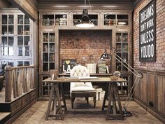 Home Office In Rustic Style Vintage For A Private Residence Denis Krasikov Home Office In Rustic Style Vintage For A Private Residence Denis Krasikov