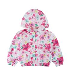 6yrs GIRLS RED RAIN MAC COAT SPRING SUMMER JACKET HOOD WINDBREAKER FLOWERS 18m