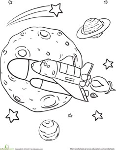 rad rocket ship coloring page