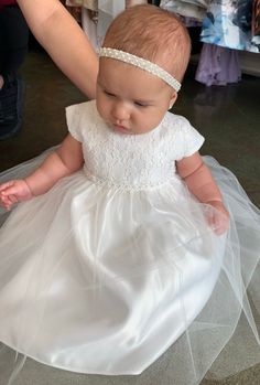 deine-Brautmode Baby Girls Christening Gown White White