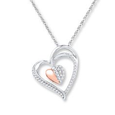 Femmes .925 Argent Sterling Amour Coeur Diamant Pendentif charm pour collier .03 ct