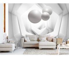 Papier peint intiss/é Fleurs Lys 400x280 cm Trompe l oeil decomonkey D/éco Mural Tableaux Muraux Photo 3d Effet Abstrait Abstraction blanc