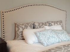 Diy Drop Cloth Nailhead Trim Upholstered Headboard Tutorial Bedroom Decor