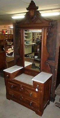 Antique Old Finish Walnut Victorian Drop Well Marble Top Dresser Antique Old Finish Walnut Victorian Drop Well Marble Top Dresser With Mirror 250 Mall Pinterest Antiquearble