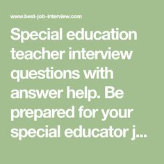 interview questions for special education teacher
