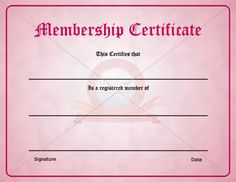 membership certificate examples