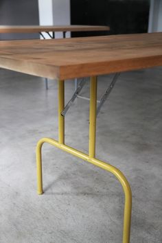 Small Reclaimed Wood Table Work Desk With Folding Metal Legs Use A Nicer Version Of Pop Up Transportable Table