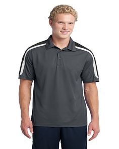 Sport-Tek Men/'s Taped Neck Moisture Wicking Double Needle Polo Shirt ST656