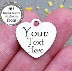 Quantity Options Custom Charm Add On Choose Your Font Laser Engraved Silver Square Personalized Stainless Steel Charm