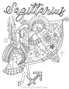 Free Printable Sagittarius Adult Coloring Page Download It In PDF Format At