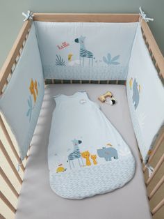 Vertbaudet Tour de lit modulable Baby Circus Bleu 180X30