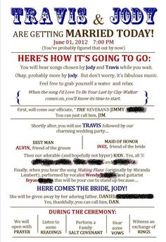 funny wedding program templates