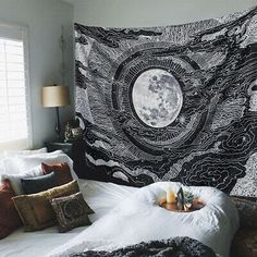 Dremisland Outer Space Planet Moon Earth Stars Wall Hanging Wall Tapestry Home Art Decor Wall Decor for Kids Babys Children Bedroom Rooms Ceiling Living Room Nursery School Large// 59 x 79