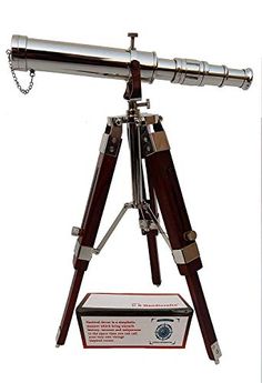 Nautical Brass Binocular Leather Antique Desk Telescope With Table Tripod Stand