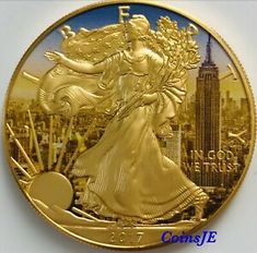 USA 2017 1$ American Eagle 1oz Antique Empire State Building Silver .9999 Coin