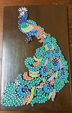 Colourful Peacock String Art Wall Colourful Peacock String Art Wall
