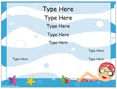 swimming certificates templates