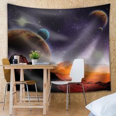 68x80 inches Fabric Tapestry Wall26 Mountains of Land on Another Planet