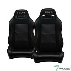 2X Universal Mu Blk Stitch Pvc Leather Reclinable Racing Bucket Seats+Slider G01