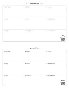 shopping list by department