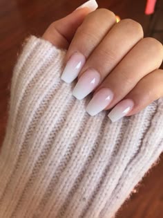 Ombre Pink And White Coffin Nails Nails In 2019 White Nails