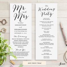 pink floral wedding program fan template bohemian floral wedding