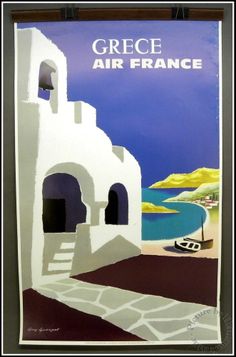 Vintage Greek Poros Travel Poster A3 Print