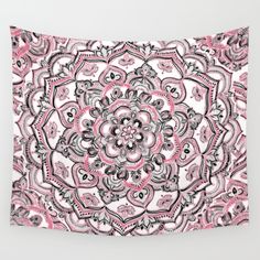 Pink Wall Tapestry happy place doodle in berry pink, cream & mauve wall tapestry Pink Wall Tapestry happy place doodle in berry pink, cream & mauve wall tapestry