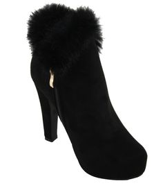 Women's Furry-6 Faux Suede Hidden Platform Ankle High Heel Booties Women's Furry-6 Faux Suede Hidden Platform Ankle High Heel Booties