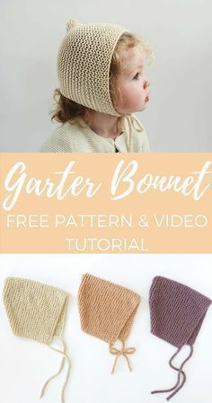 Click for this adorable free bonnet knitting pattern and video tutorial! It'... Baby Hat Knitting Pattern