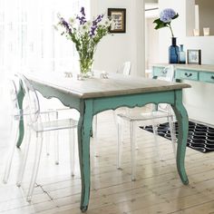 Refinishing 101 From Used To Modern Dining Table Kitchens Turquoise Painted Table