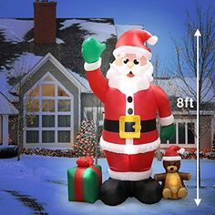 6.4 Feet Inflatables Christmas Lighted Santa Claus Blow Up Indoor Outdoor Decor