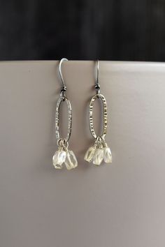 Statement Citrine Hammered Sterling Silver Leaf Stud Earrings Citrine Silver Teardrop Earrings Birthday Gift For Her Gemstone Earrings