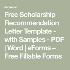 scholarship recommendation letter pdf